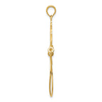 14K Gold Polished Ribbon Charm Holder Pendant  Elegant Solid Design