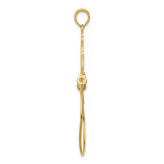 14K Gold Polished Ribbon Charm Holder Pendant  Elegant Solid Design