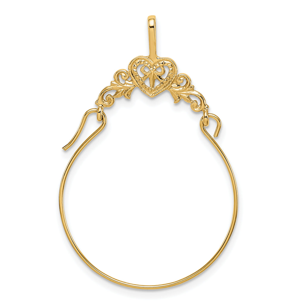 14k Polished Filigree Heart Charm Holder