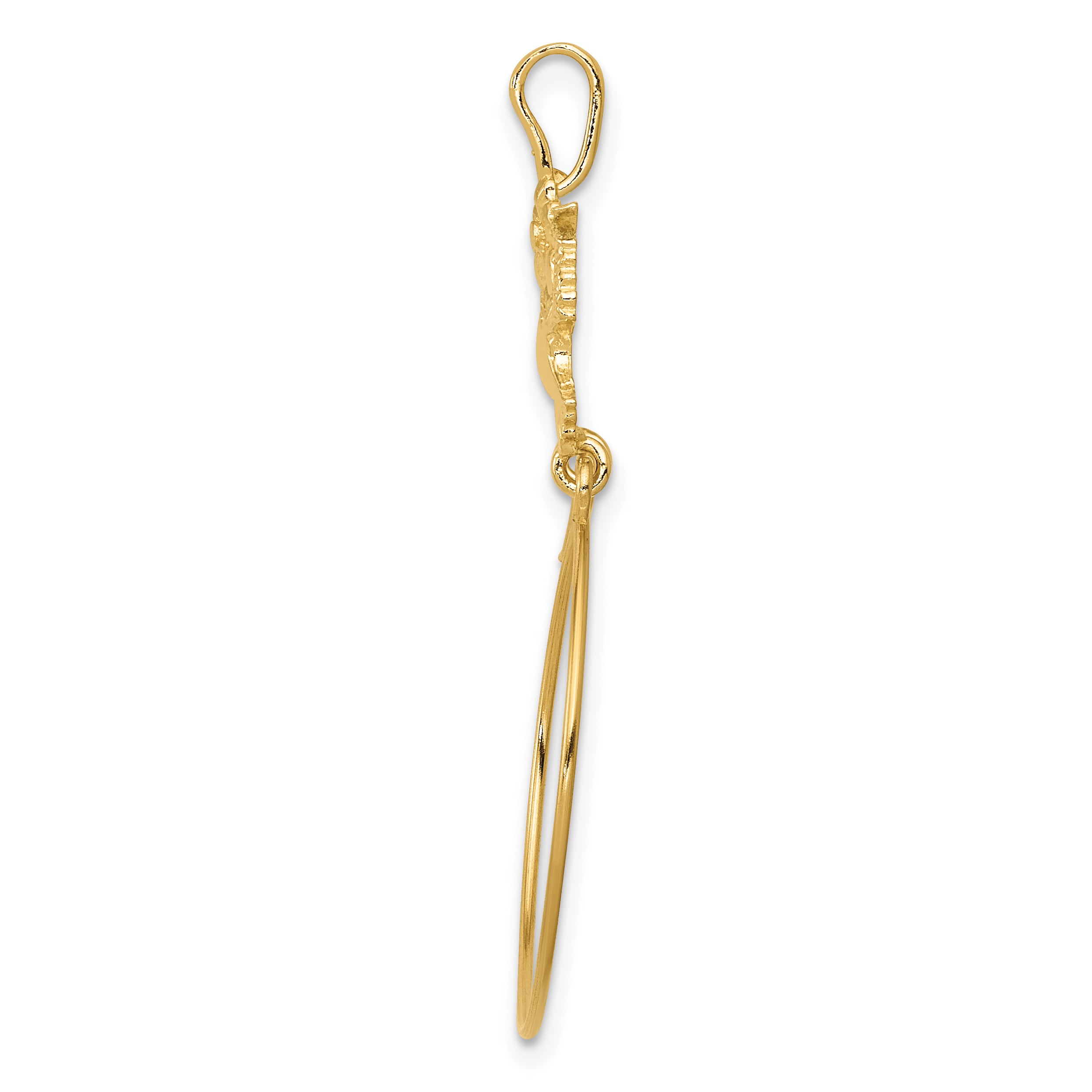 14K Gold Polished Doves and Bow Charm Holder Elegant Cast Design 35mm Secondary image