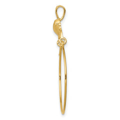 14K Gold Polished Heart Charm Holder Pendant  Elegant Solid Design