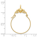 14K Gold Polished Heart Charm Holder Pendant  Elegant Solid Design