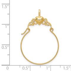 14K Gold Polished Heart Charm Holder Pendant  Elegant Solid Design