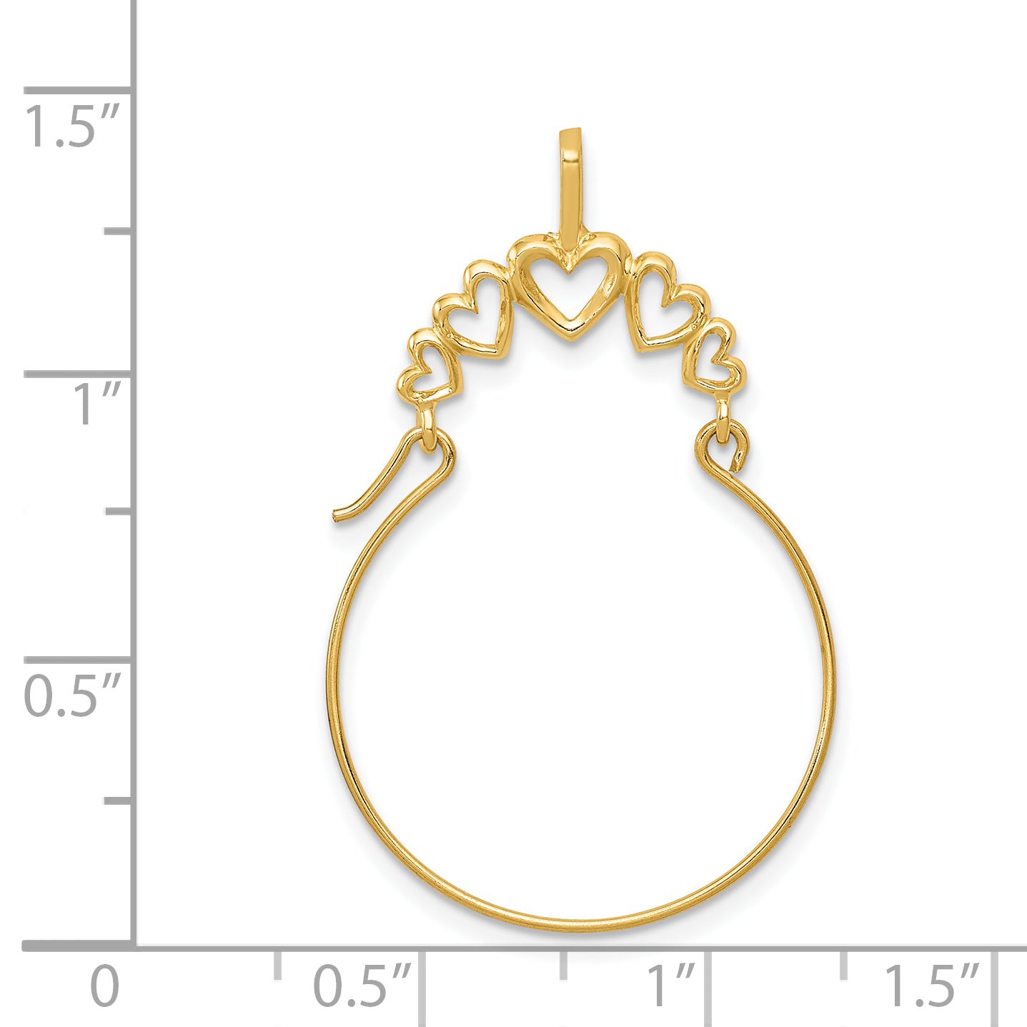 14K Yellow Gold Polished 5-Heart Charm Holder Pendant Elegant and Solid Design