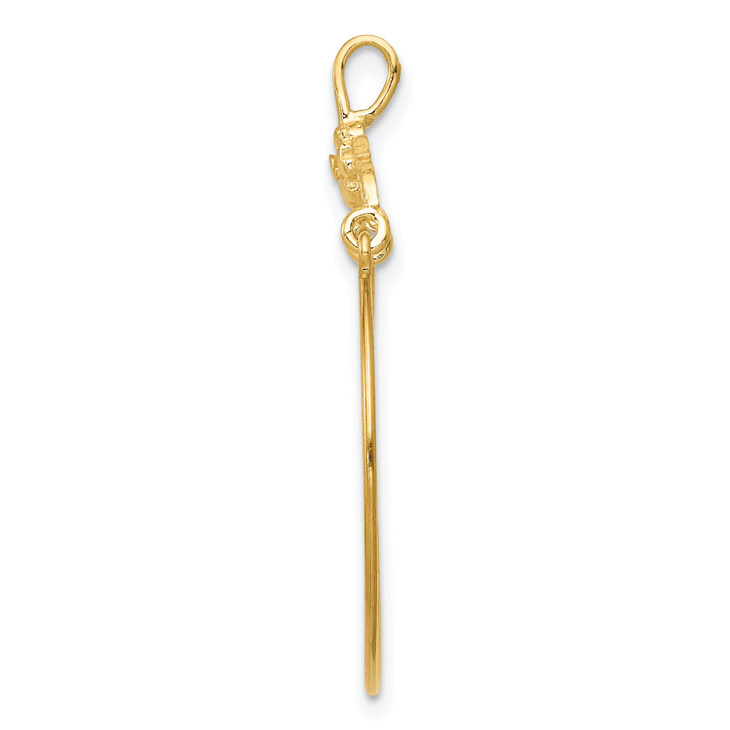 14K Gold Polished Floral Charm Holder Pendant Elegant Casted Design