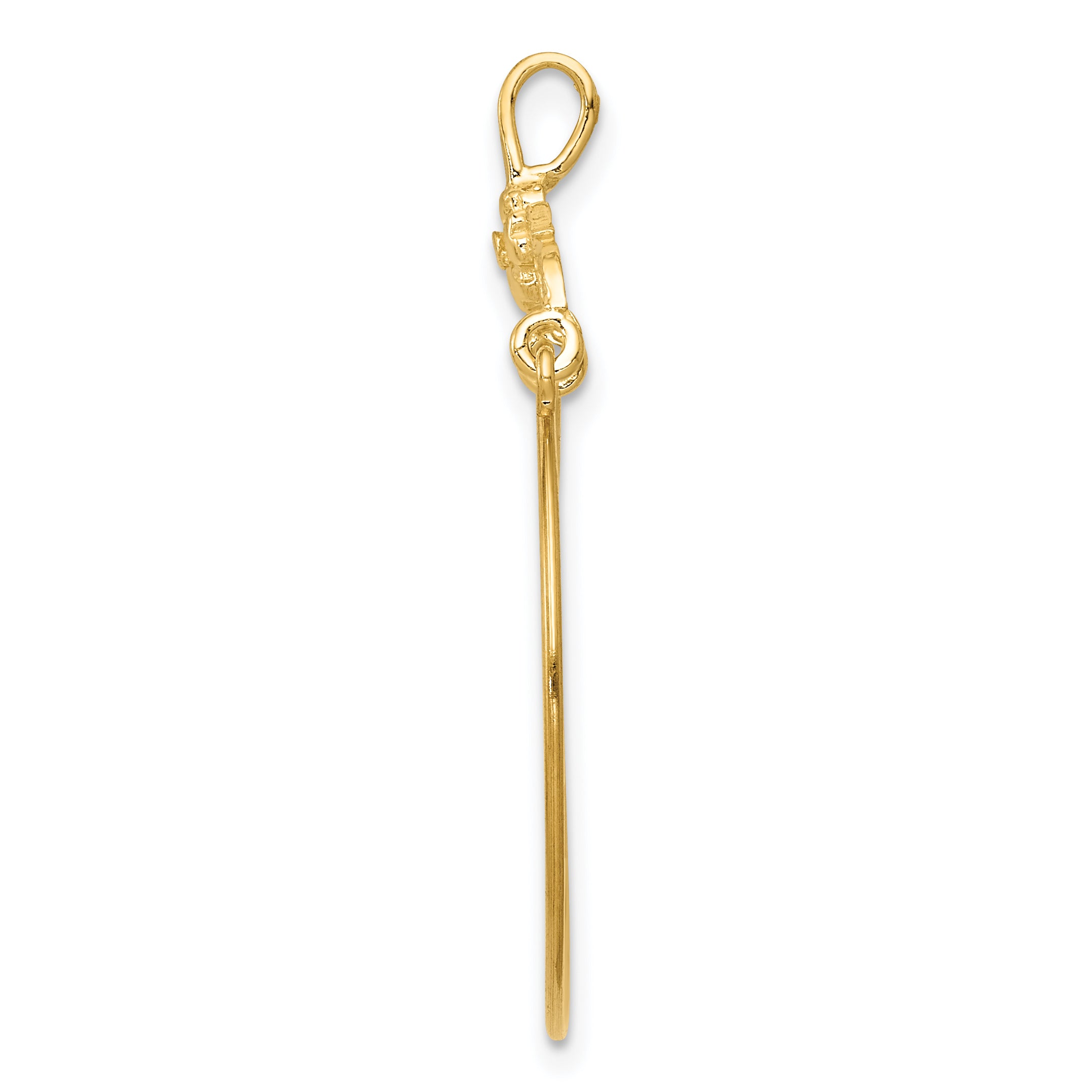 14K Gold Polished Floral Charm Holder Pendant Elegant Casted Design