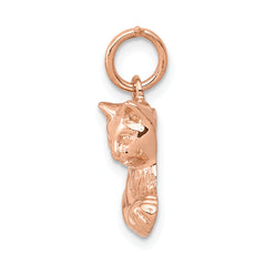 14K Rose Gold Polished Cat Charm Open-Backed Elegant Design 18mm