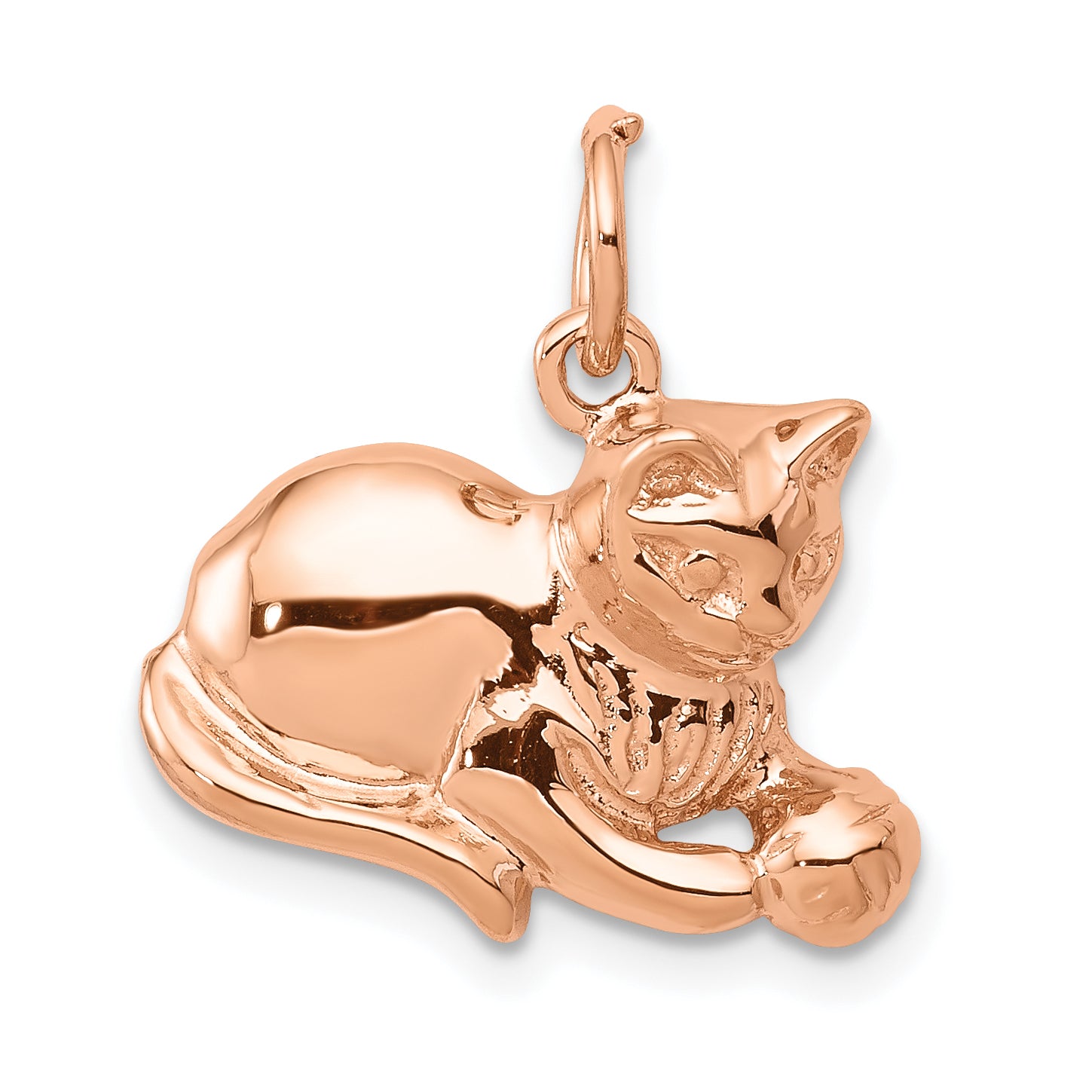 14k Rose Gold Solid Polished Open-Backed Cat Charm Main image
