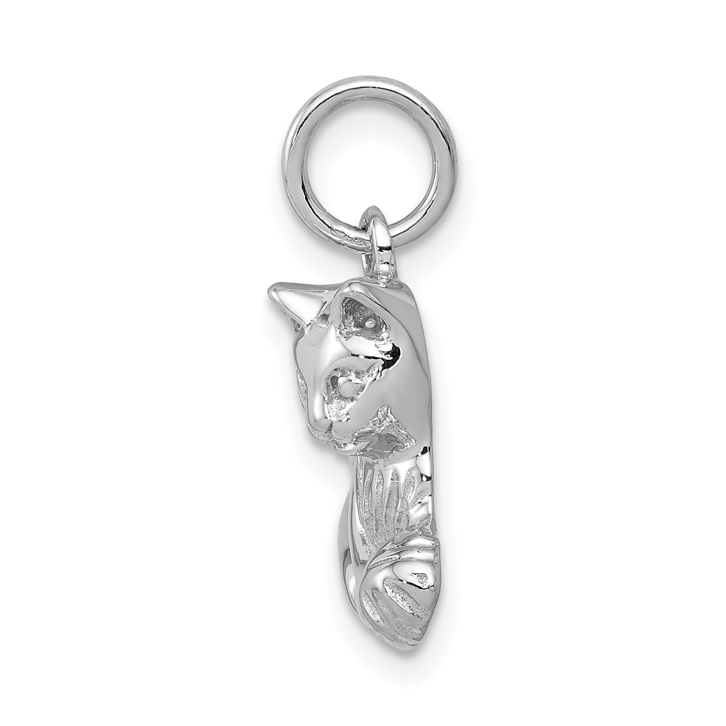 14K White Gold Polished Cat Charm with Open-Back Design Elegant Secondary image