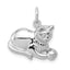 14k White Gold Polished Open-Backed Cat Charm