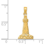 14K Gold Polished Cape May Lighthouse Charm for Men Solid Cast Design