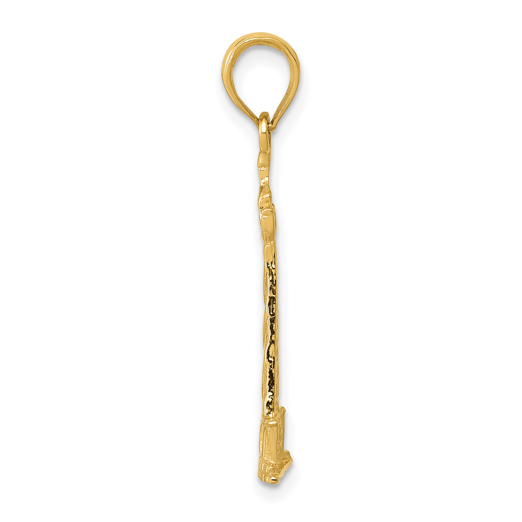 14K Gold Lighthouse Pendant for Men with Textured Back