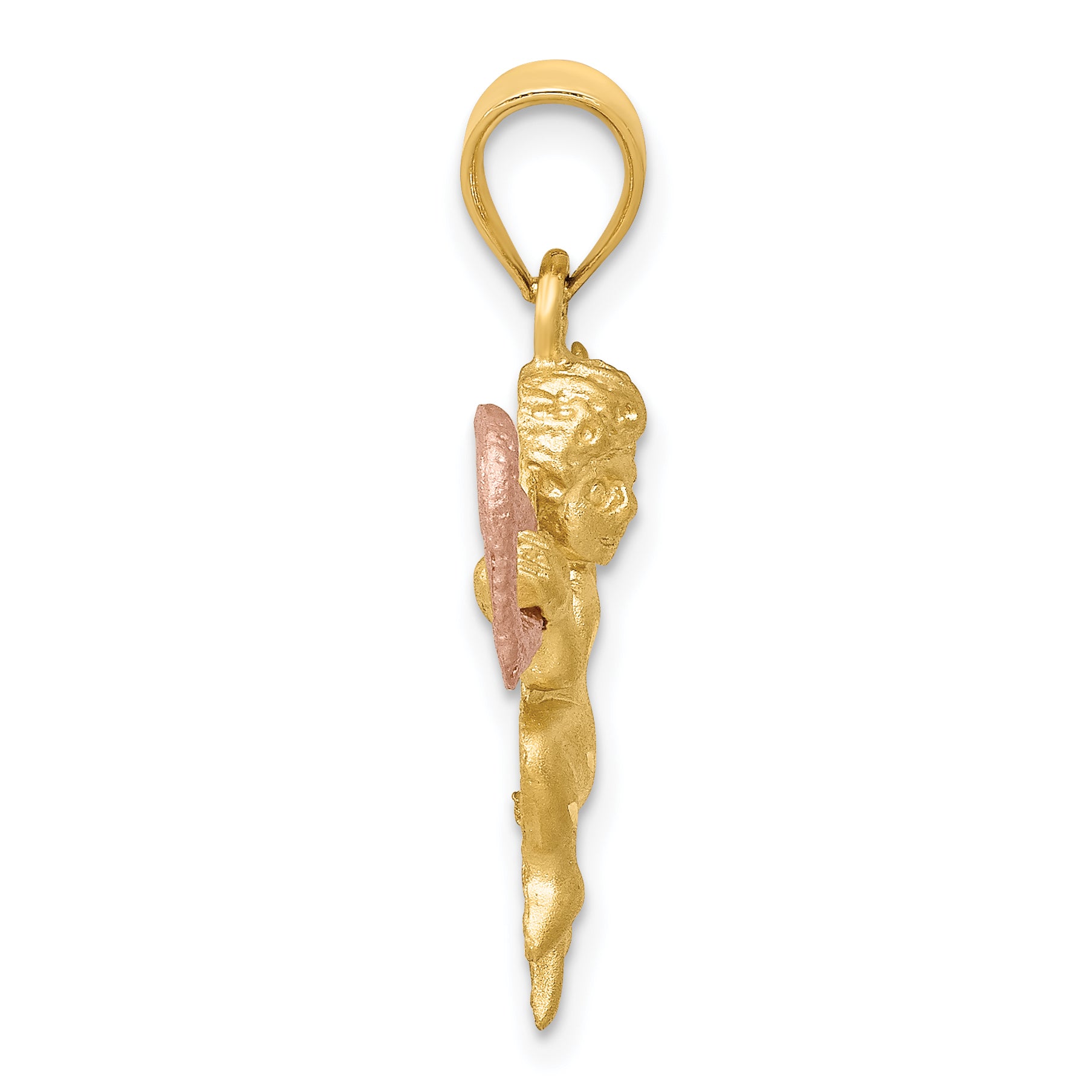 14K Two-Tone Gold Angel Charm with Satin Finish Elegant and Solid Design Secondary image