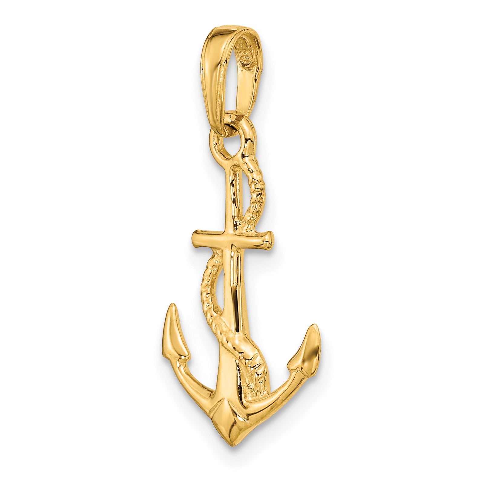 14K Gold Men's 3D Anchor Pendant with Polished Finish Sophia Jewelers