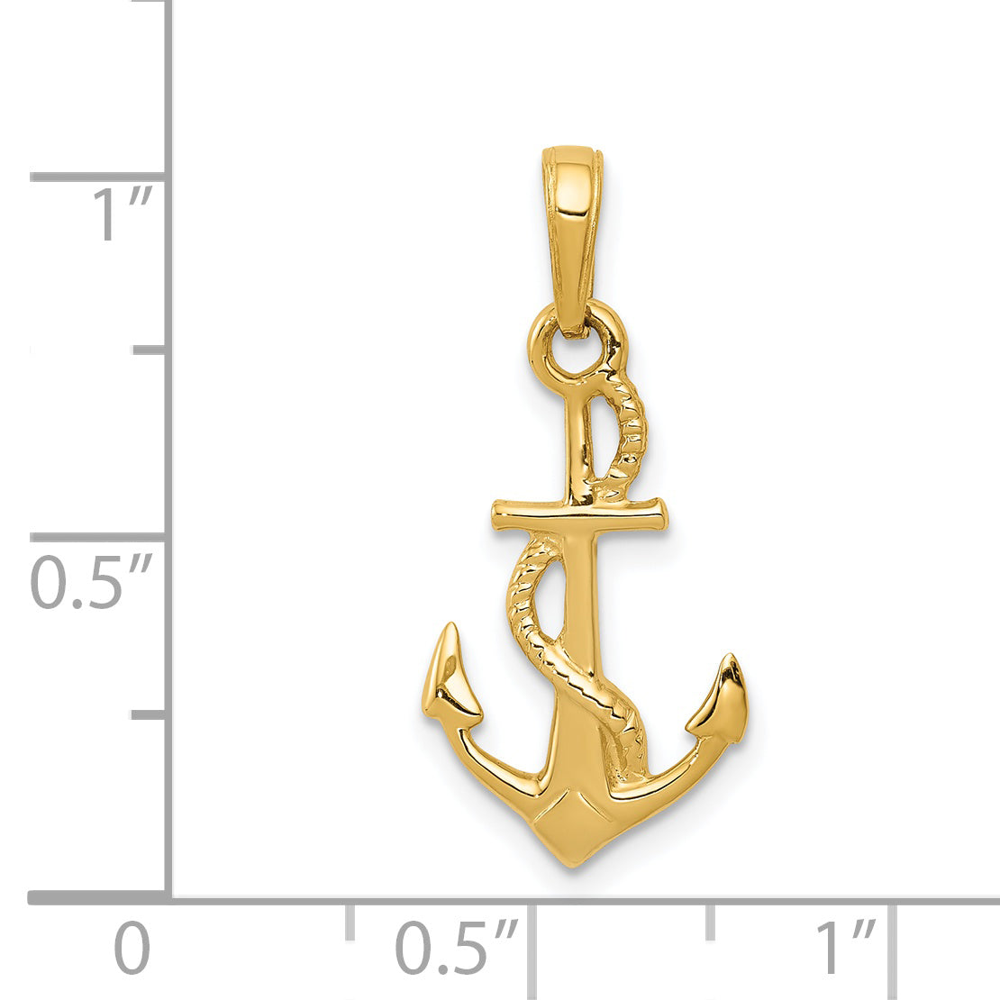 14K Gold Men's 3D Anchor Pendant with Polished Finish Sophia Jewelers