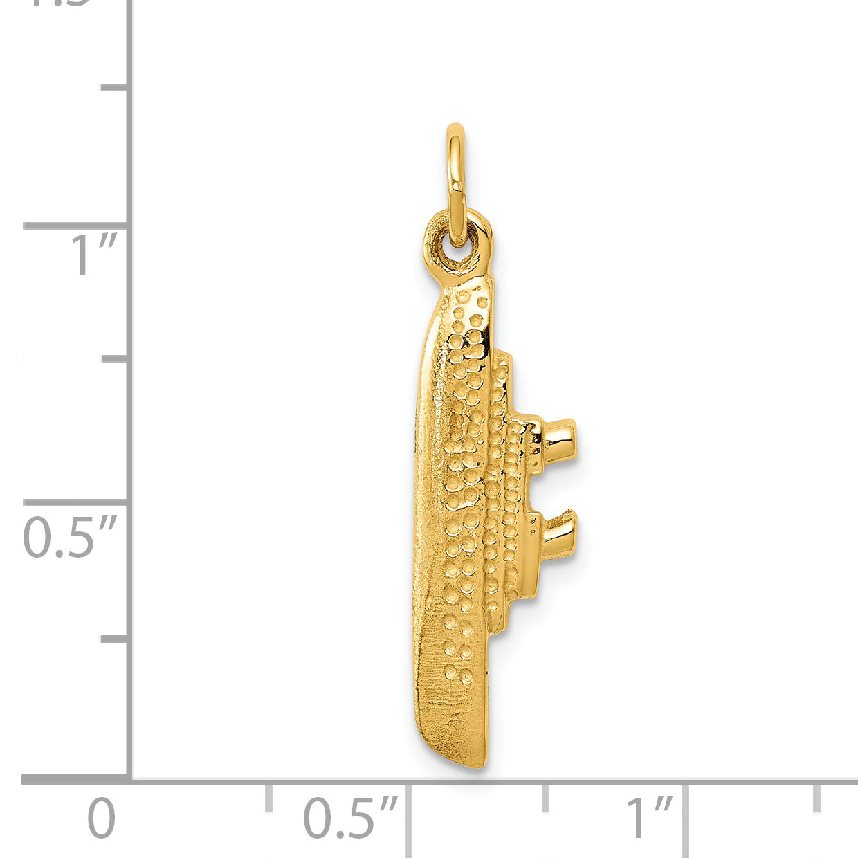 14K Gold 3D Cruise Ship Charm for Men  Polished Solid Design