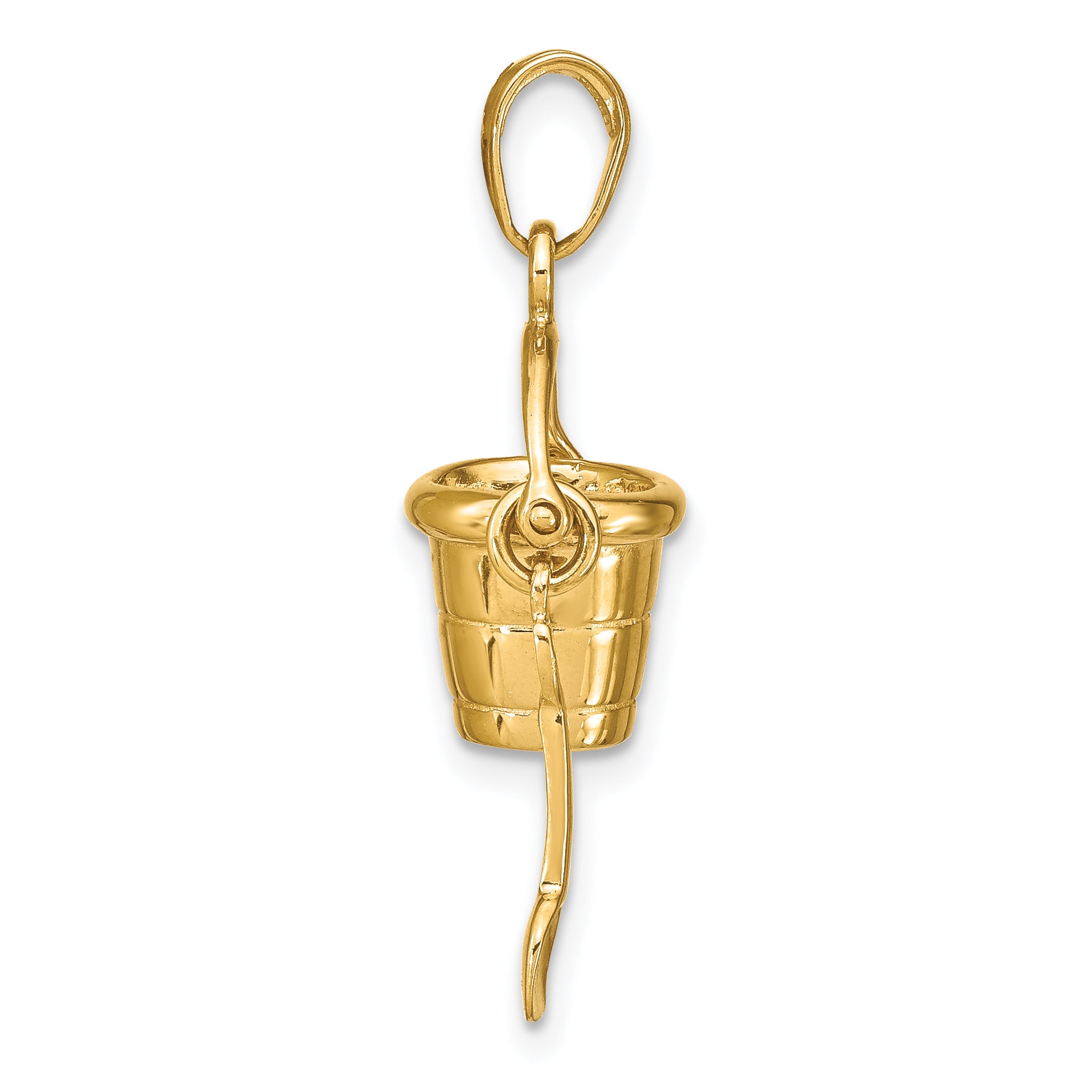 14K Gold 3D Moveable Pail and Shovel Pendant Polished Finish Secondary image