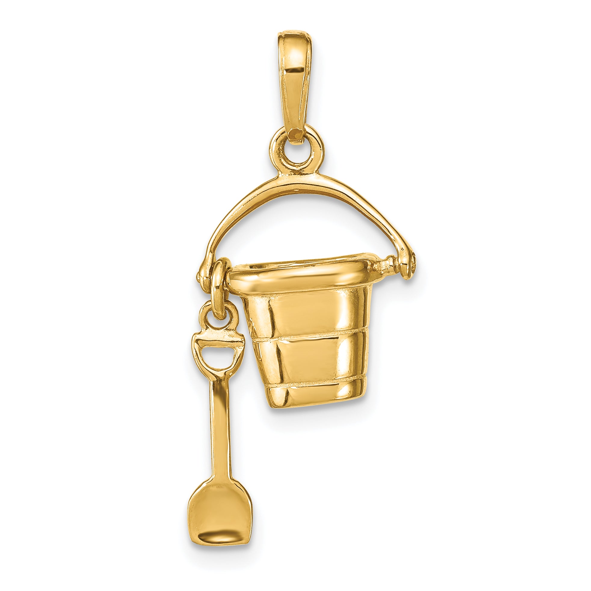 14K Polished 3-D Moveable Pail and Shovel Pendant Main image