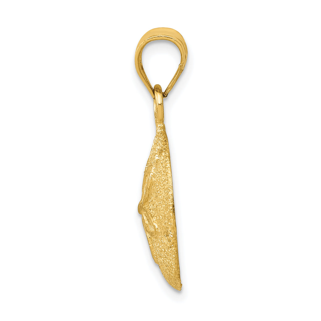 14K Gold Polished Sand Dollar Pendant with Laser-Cut Detailing