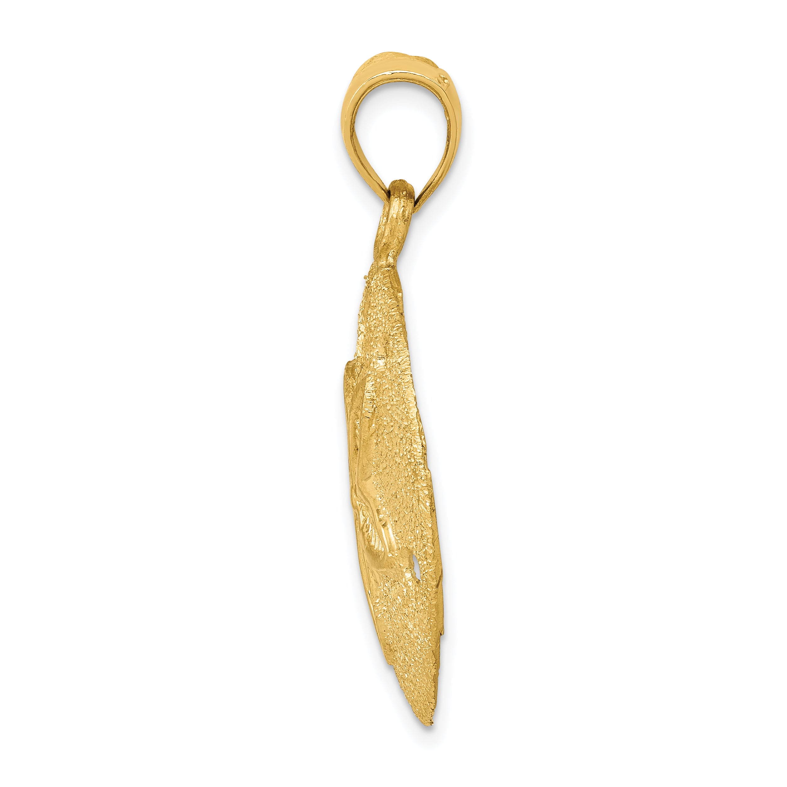 14K Gold Men's Solid Polished Sand Dollar Pendant  Textured, Laser-Cut Design