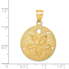 14K Gold Men's Solid Polished Sand Dollar Pendant  Textured, Laser-Cut Design