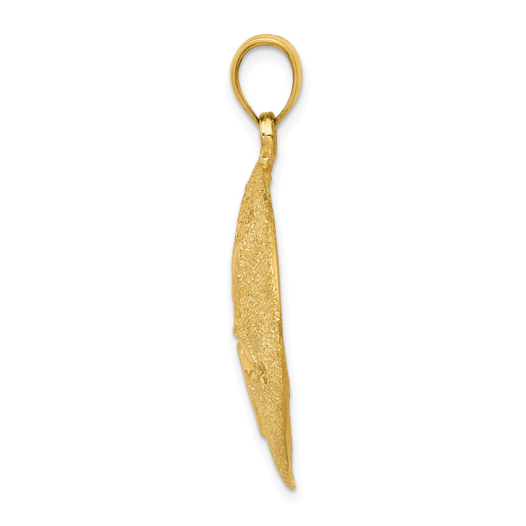 14K Gold Solid Polished Laser-Cut Sand Dollar Pendant for Men | Elegant & Textured