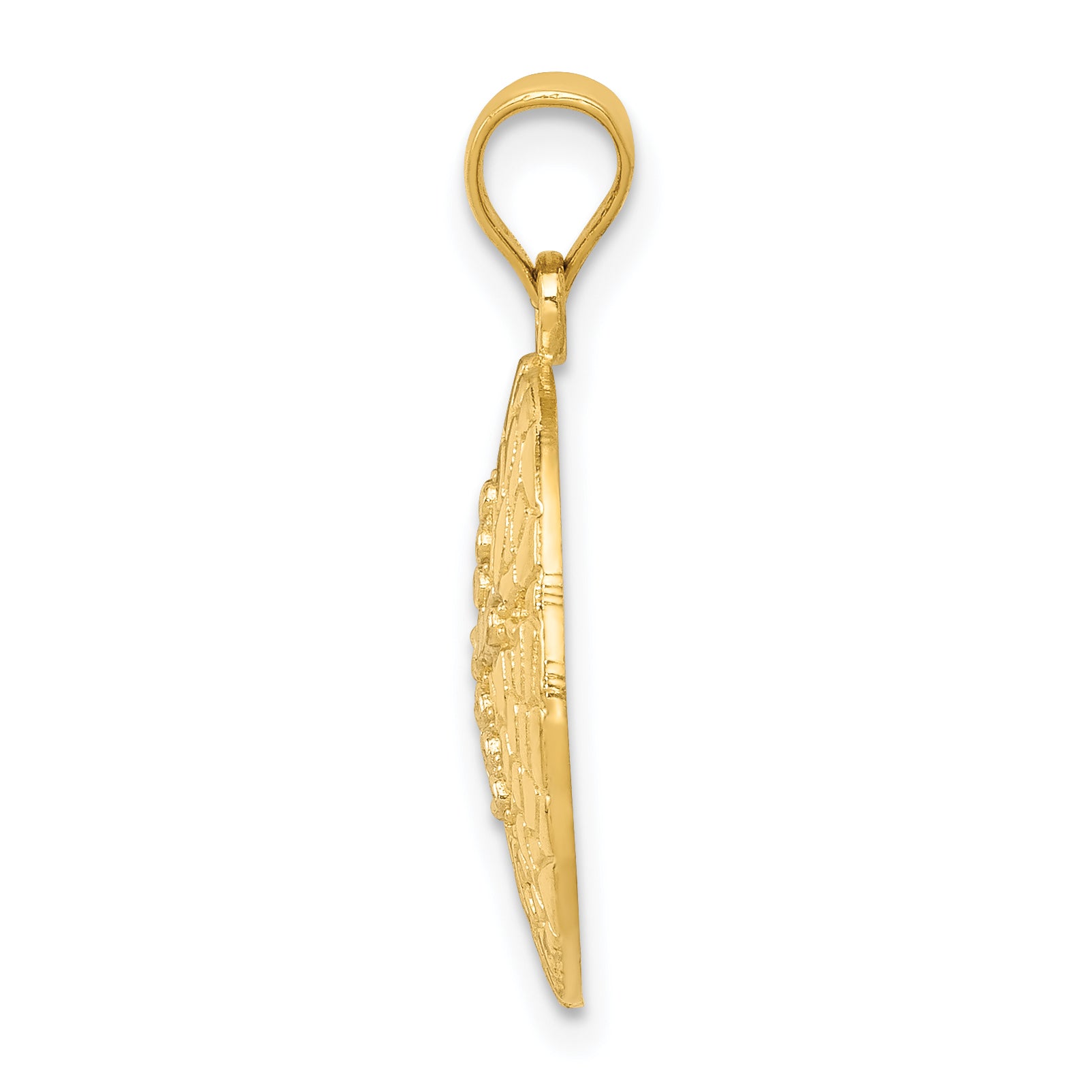 14K Gold Sand Dollar Pendant with White Rhodium Diamond-Cut Finish Secondary image