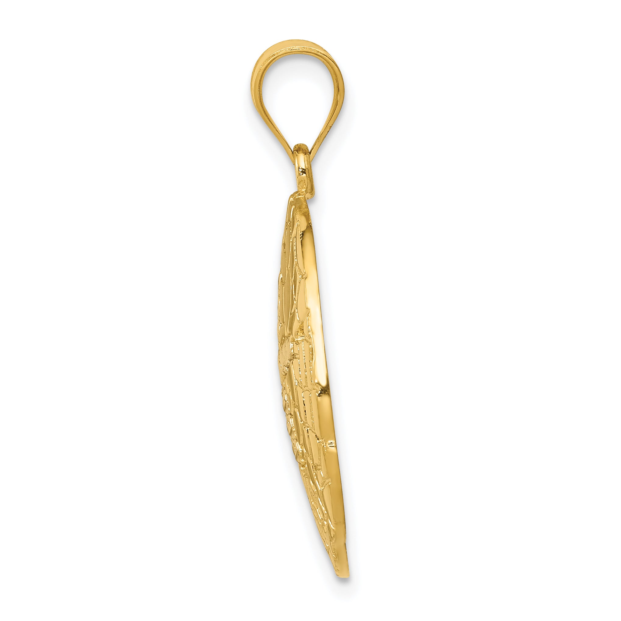 14K Gold Sand Dollar Pendant with White Rhodium Diamond-Cut Polished Finish Secondary image