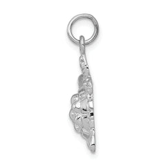 14K White Gold Men's Turtle Charm with Polished Finish and Textured Design