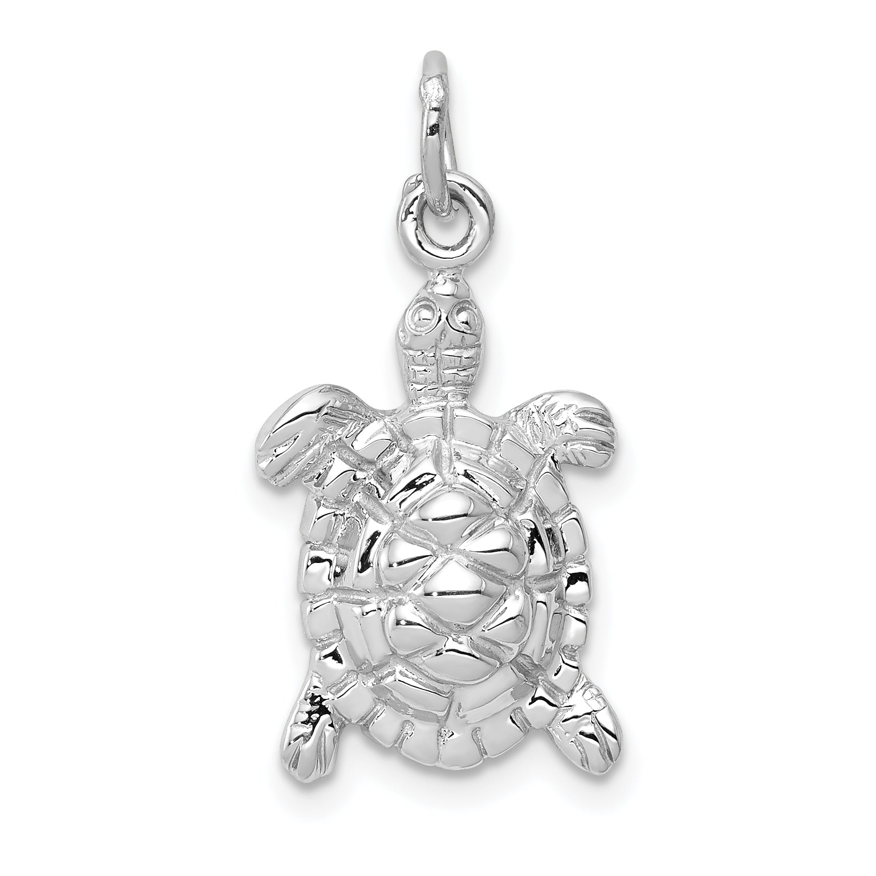 14k White Gold Solid Polished Open-Backed Turtle Charm Main image