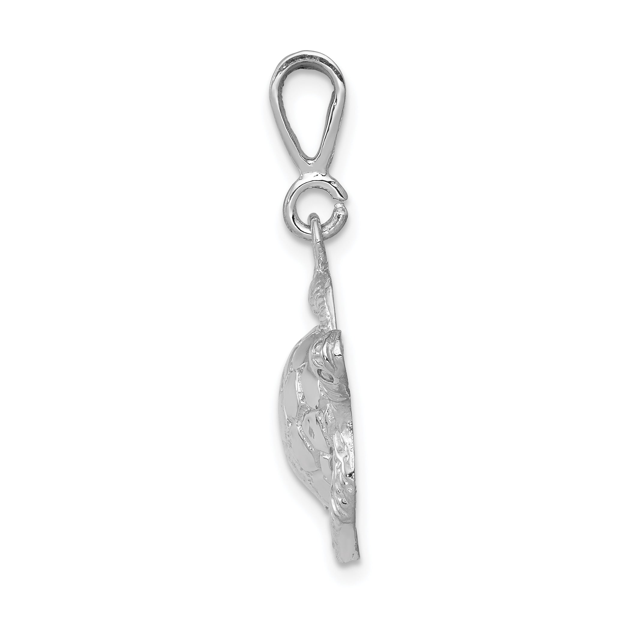 14K White Gold Sea Turtle Pendant with Polished Textured Finish by Sophia Jewelers