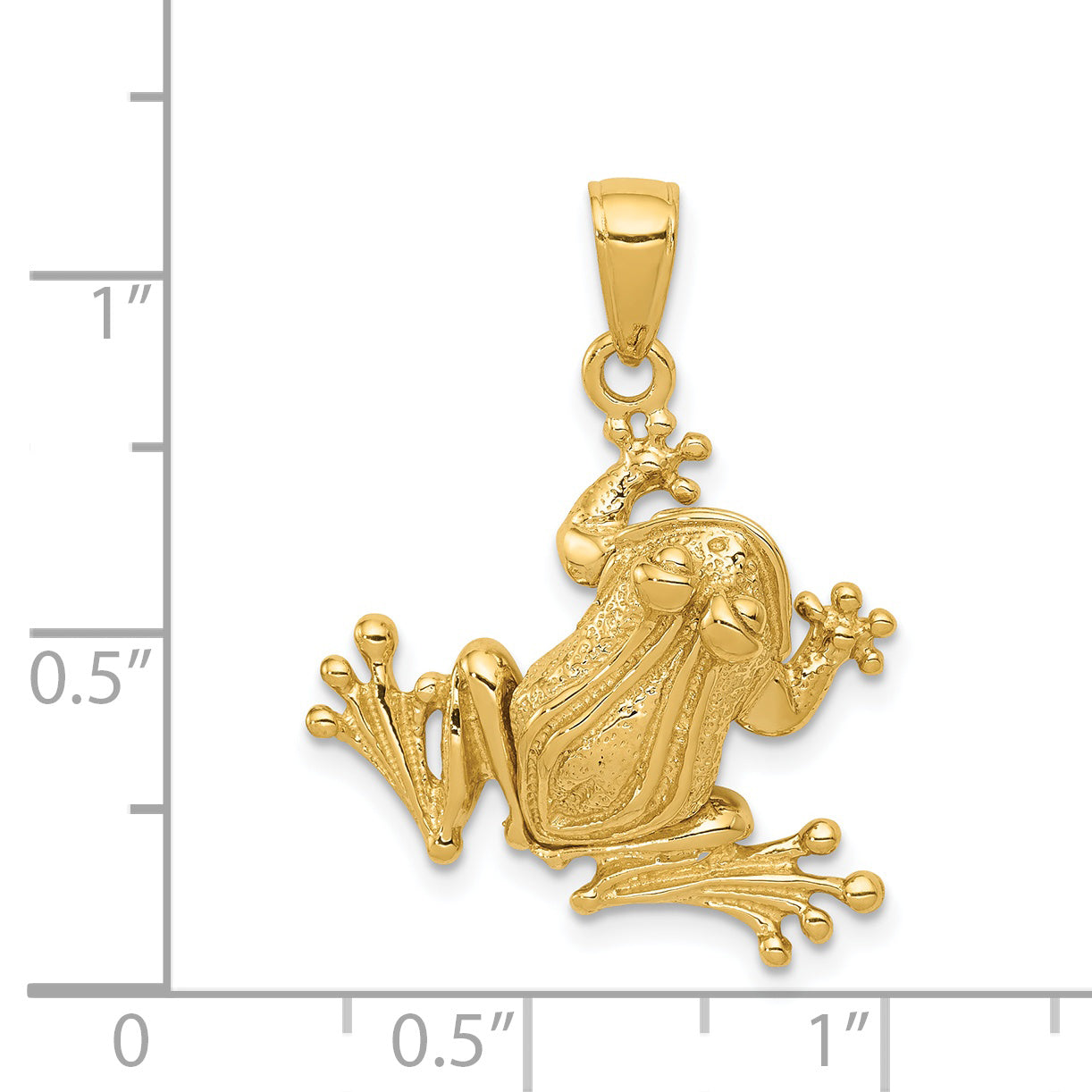 14K Gold Solid Polished 3D Moveable Frog Pendant for Men