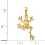 14K Gold Polished Frog Pendant for Men  Casted Solid Charm