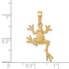 14K Gold Polished Frog Pendant for Men  Casted Solid Charm