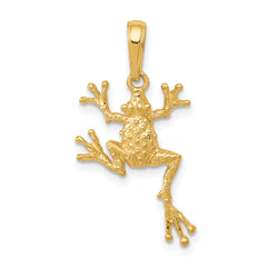 14k Solid Polished Open-Backed Frog Pendant