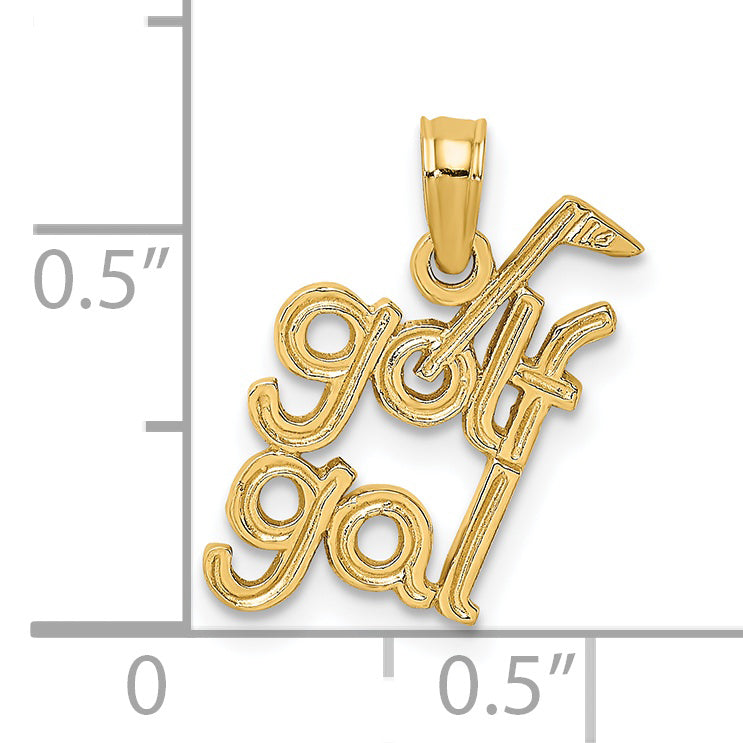 14K Solid Polished GOLF GAL Charm