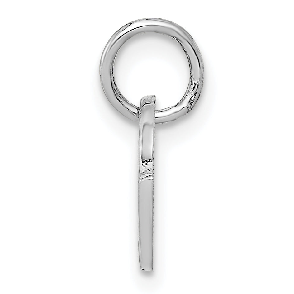 14K White Gold Polished Checkered Flags Men's Charm with Textured Design Secondary image