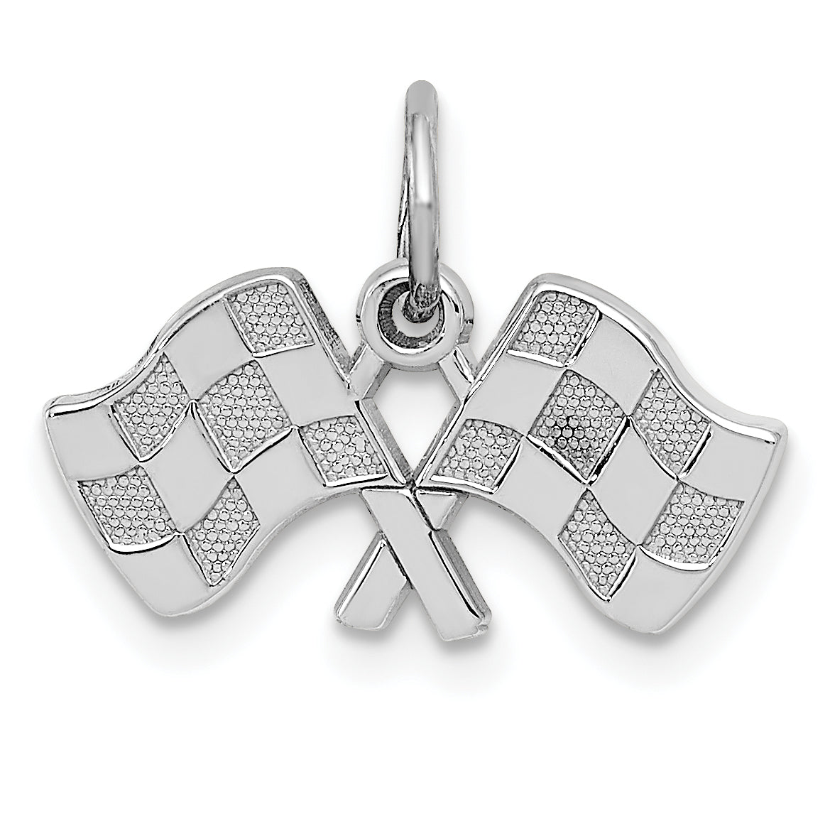 14k White Gold Polished Checkered Flags Charm Main image