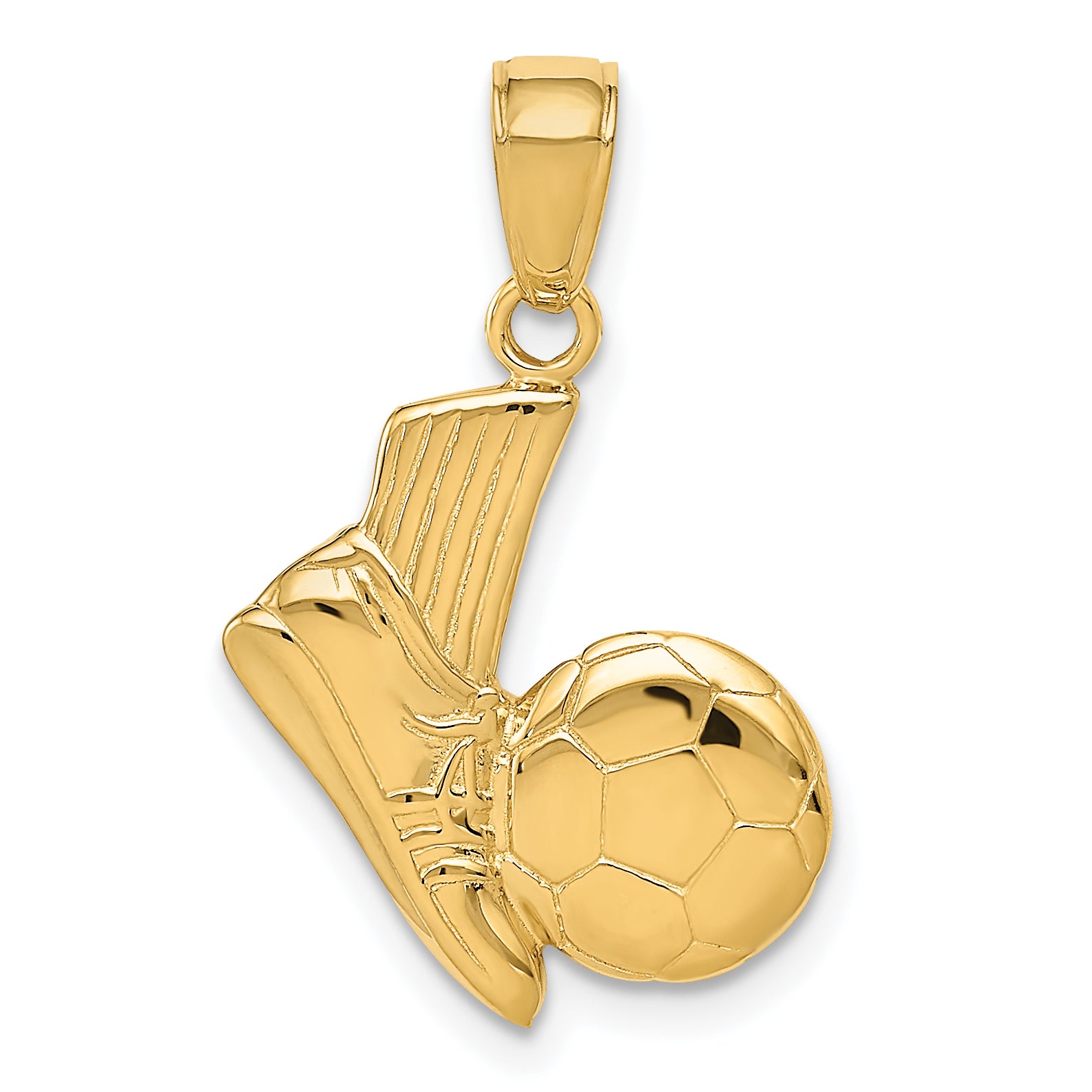 14K Solid Open-Backed Soccer Shoe and Ball Pendant Main image