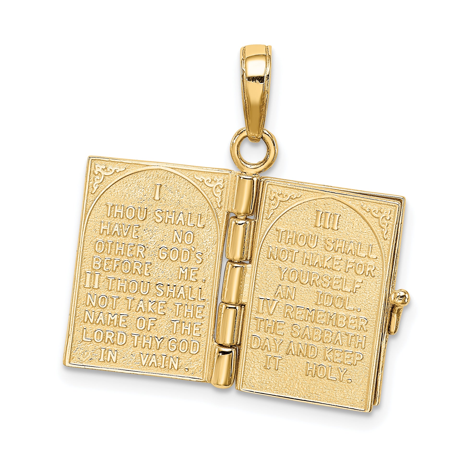 14K 3D Ten Commandments Bible Pendant