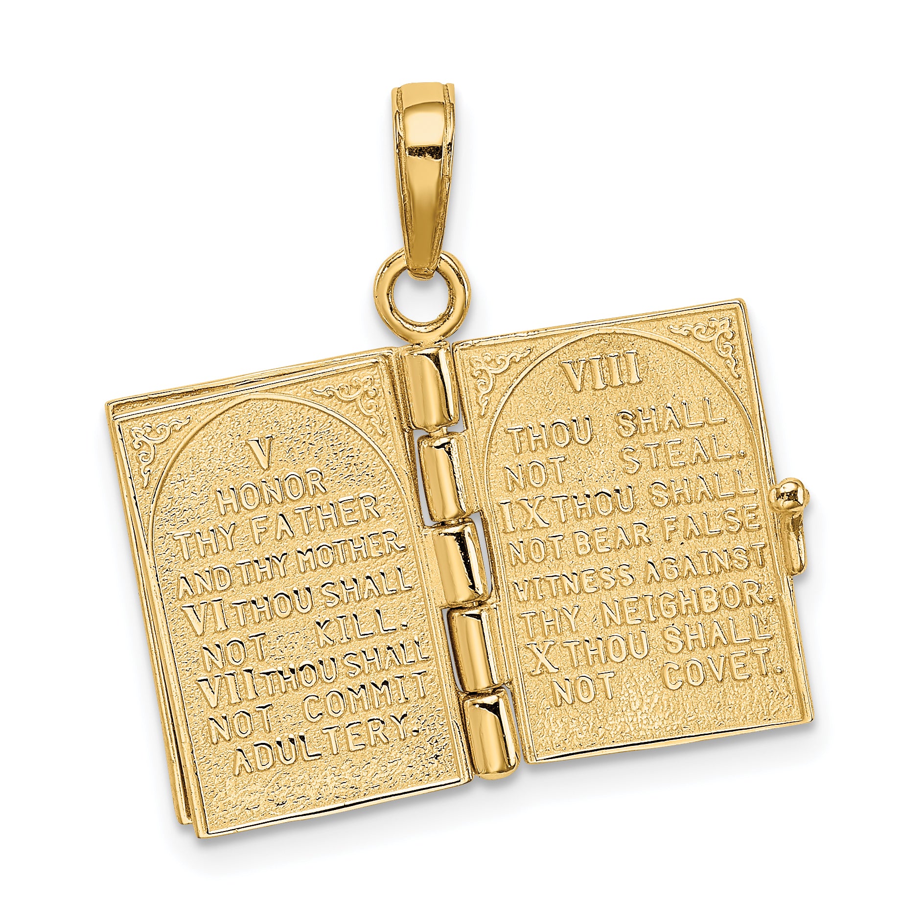 14K 3D Ten Commandments Bible Pendant