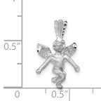 14K White Gold 3D Angel Pendant with Satin Finish, 20mm Elegant Design