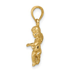 14K Gold Solid Angel Pendant with 3D Polished Finish  Elegant & Casted Design
