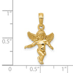 14K Gold Solid Angel Pendant with 3D Polished Finish  Elegant & Casted Design