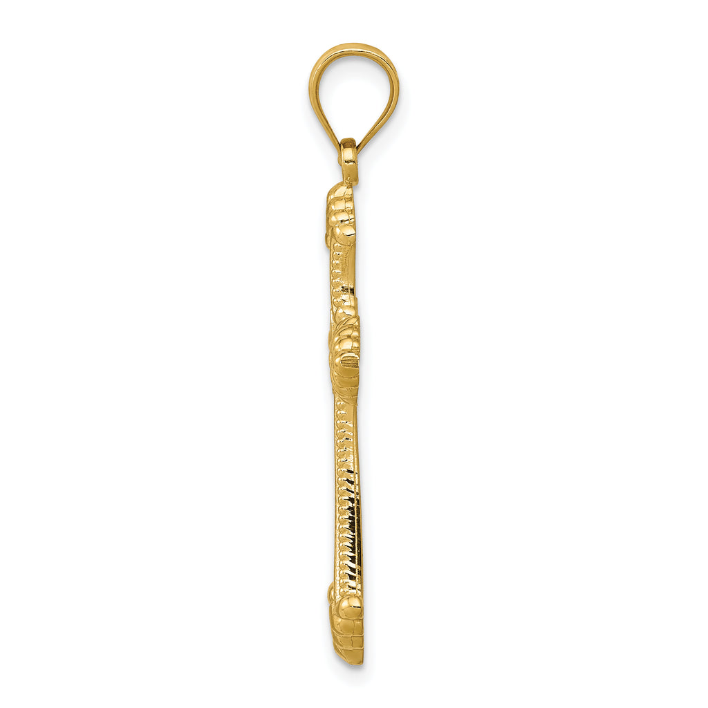14K Gold Polished Cross Pendant with Solid Casted Design