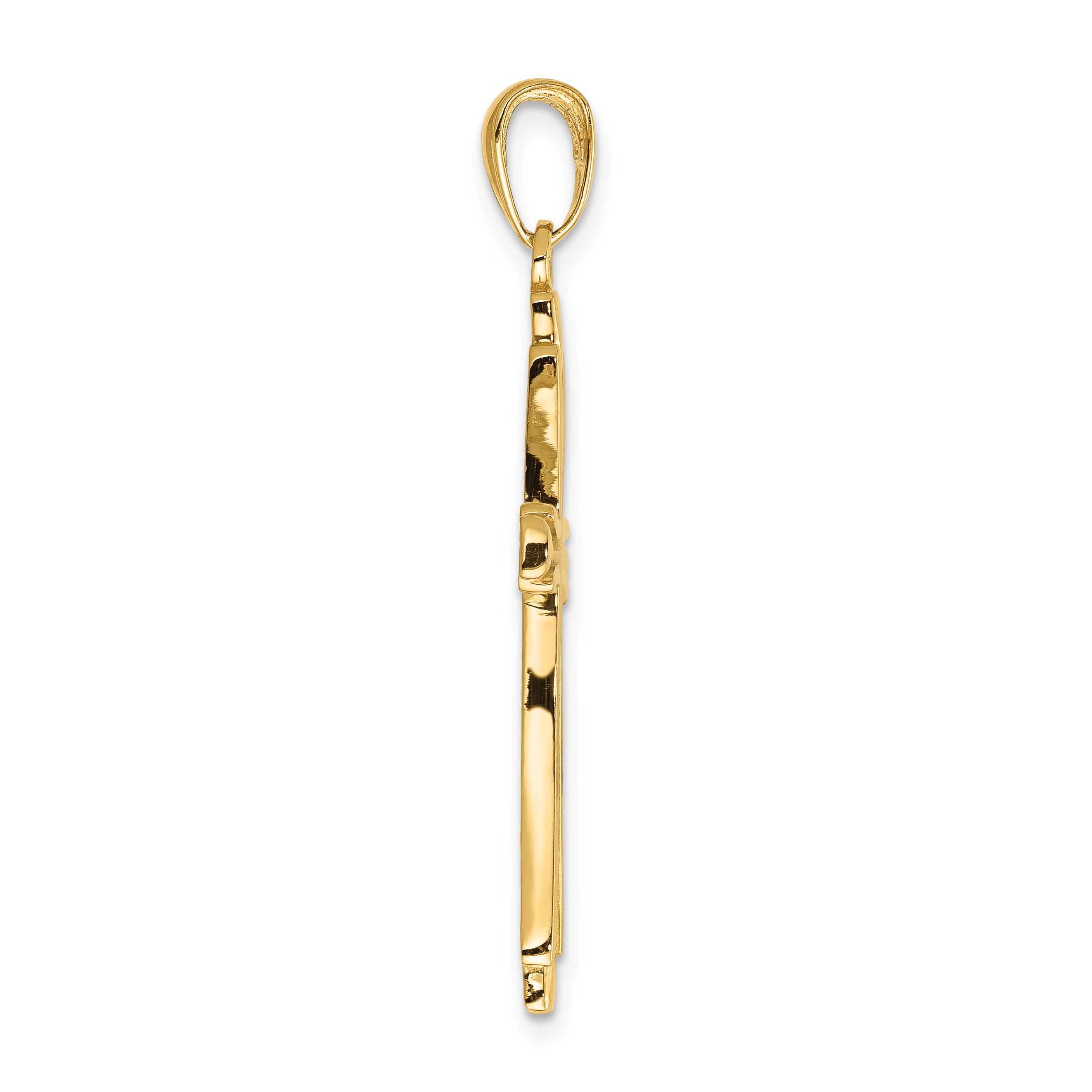 14K Gold Polished Solid Cross Pendant with Flat Back Design Secondary image
