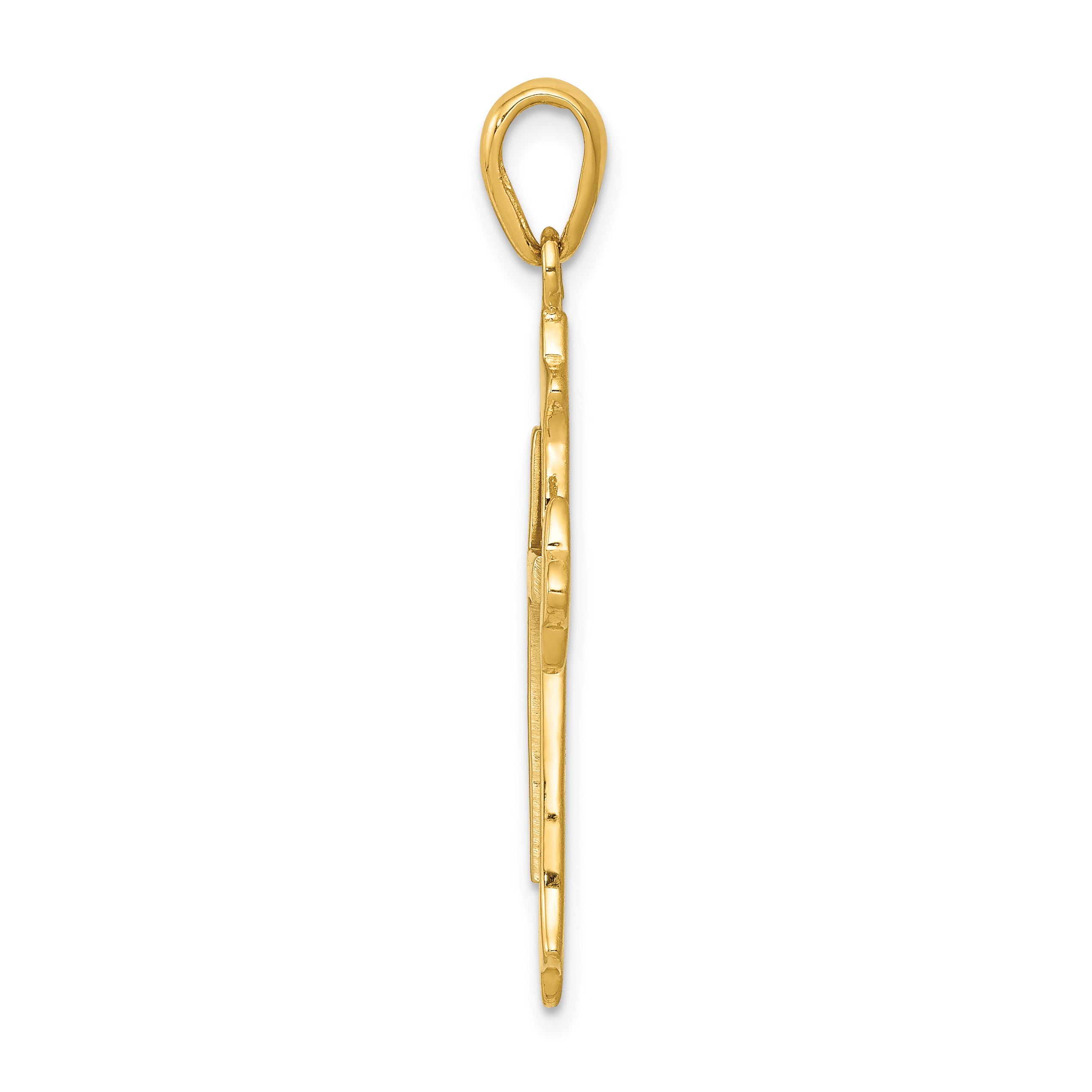 14K Two-Tone Gold Fleur De Lis Cross Pendant with Polished Finish Secondary image