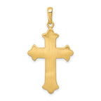 14K Two-Tone Gold Fleur De Lis Cross Pendant with Polished Finish