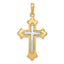 14k Two-tone Fleur De Lis Cross Pendant