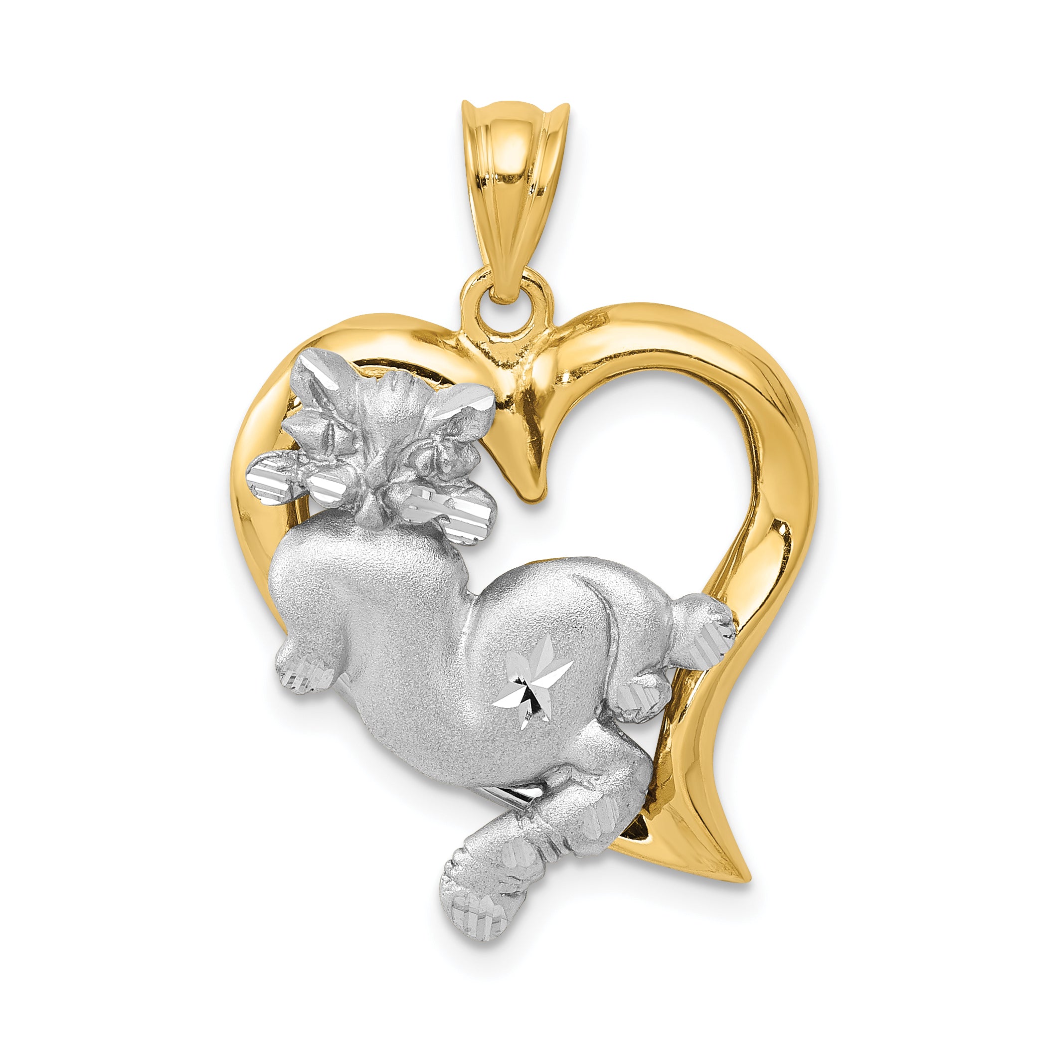 14k Two-tone Cat In Heart Charm Main image